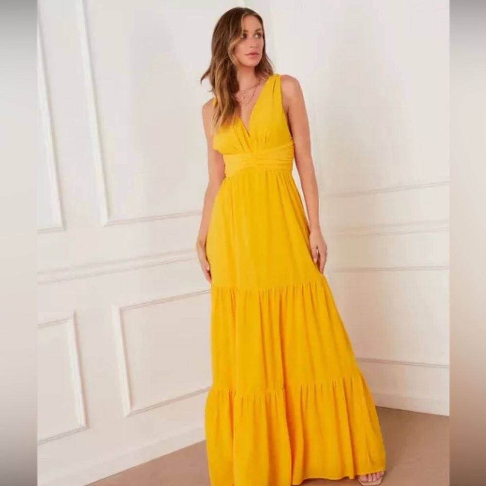 NWT VICI MARGAUX TIERED MAXI DRESS-SMOCKED, OPEN, STRAPPY BACK-SIZE L